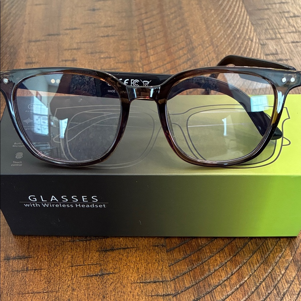 Stylish Black Glasses with Wireless Headset